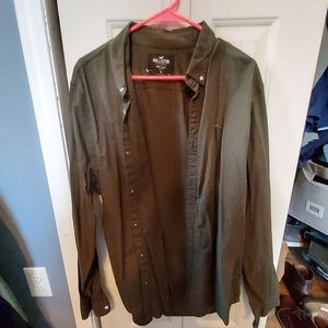 Hollister button down olive green